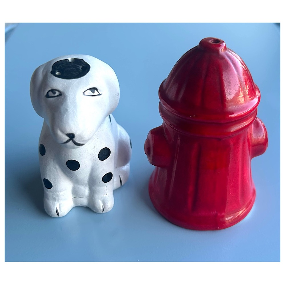 Amici Vintage Dalmatian and Fire Hydrant Salt and Pepper Shakers